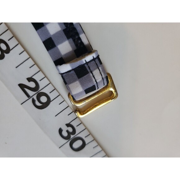 Womens Swimwear Top Large Black & White Check Print W/ Floral Detail Padded Bust - Picture 6 of 10